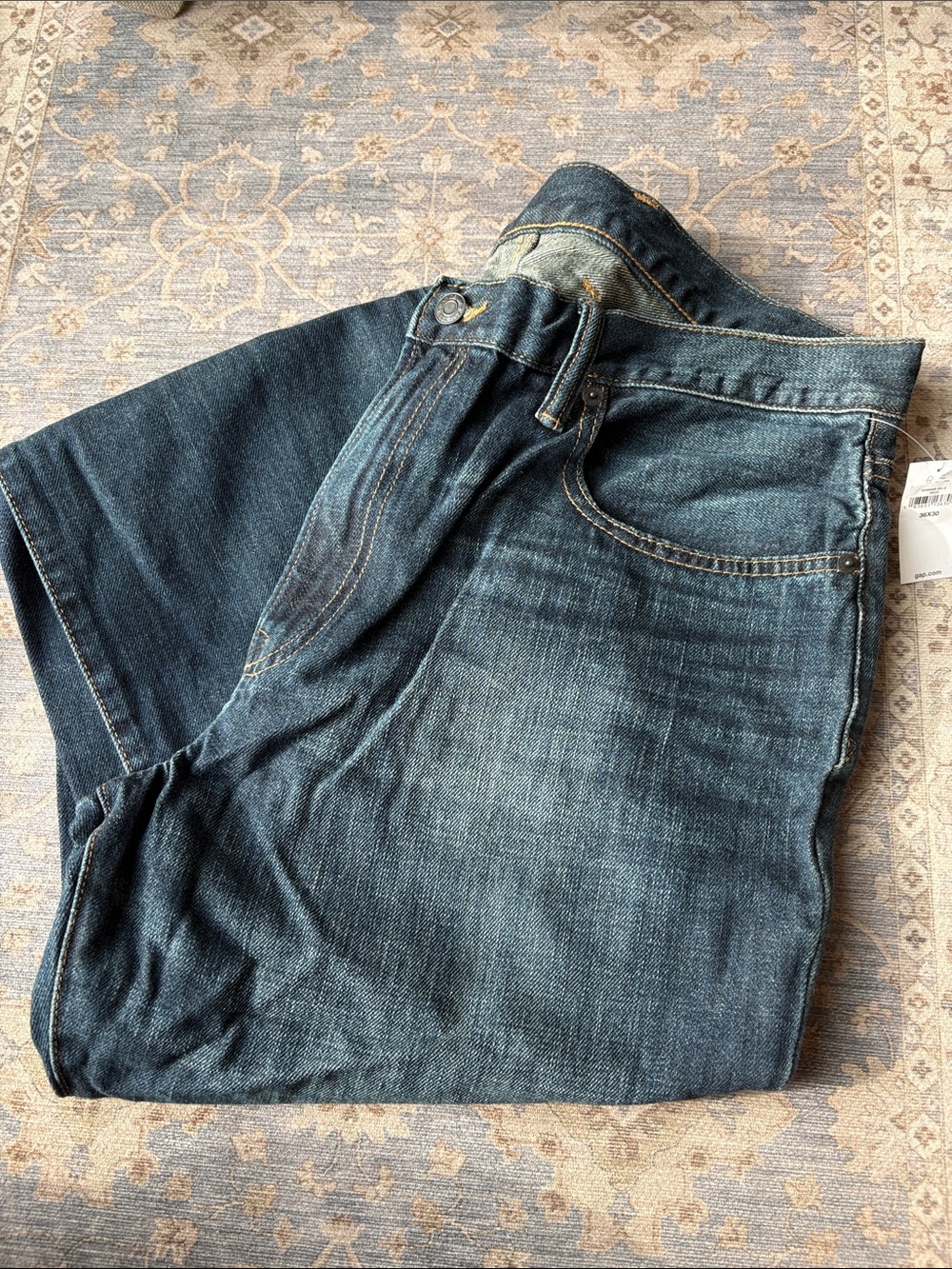 GAP Men's Dark Blue Relaxed-Fit Jeans